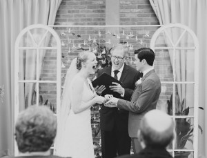 The wedding ceremony performed by friend and Cygnet artist Ralph Johnson