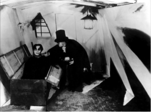 A still from The Cabinet Dr. Caligari, a 1920 German Expressionist horror film directed by Robert Wiene.